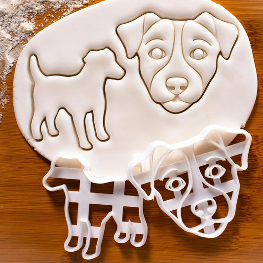 Set of 2 Jack Russell Cookie Cutters: Face and Silhouette